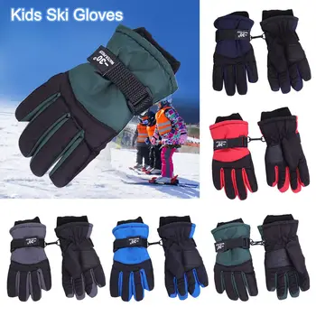 Зимние лыжные перчатки для детей в возрасте от 6 до 10 лет, спорт на открытом воздухе, толстые теплые варежки, детские нескользящие ветрозащитные водонепроницаемые перчатки  10