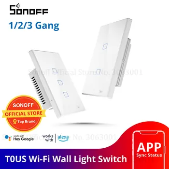 SONOFF T0US TX Wifi Умный Настенный Выключатель света Таймер 1/2/3 Банды Поддержка Голосового/APP/Сенсорного Управления Работает С Alexa Google Home IFTTT  0