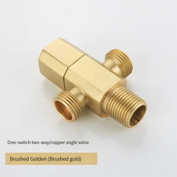 Хром / Черный / Золотой / Розовое золото / Матовое золото, натуральная латунь, Угловой клапан G1 / 2, переключатель клапана для ванной комнаты  10