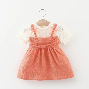 Menoea Кружевные платья для маленьких девочек, Летнее Милое Детское платье на День рождения, одежда для маленьких девочек, детские платья с бантом, детские наряды  10