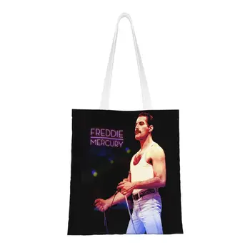 Изготовленная на заказ холщовая сумка для покупок певца Британской рок-группы Фредди Меркьюри, Женская многоразовая сумка для покупок  10