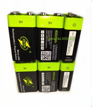 6 шт. /лот ZNTER 600mAh USB 9V перезаряжаемая литиевая батарея для аксессуаров дрона 6F22 перезаряжаемая литиевая батарея  10