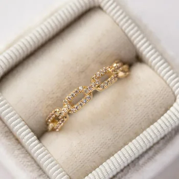 Кольцо-связка для женщин Модные Корейские кольца с цирконом, кольца золотого цвета, Трендовые аксессуары в стиле панк, ювелирные изделия из хрусталя Оптом  5