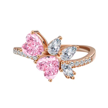 Кольцо с высокоуглеродистым бриллиантом в форме Любви, неправильной формы, Розовое золото, серебро S925 пробы, женское кольцо с фианитами, Роскошные женские ювелирные украшения  5