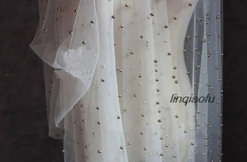 Зашифрованная белая пряжа, бисер ручной работы, трехмерная жемчужная сетка, перспективная текстура, платье, модная ткань  5