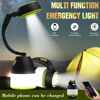 Многофункциональная светодиодная походная лампа, уличный походный фонарик, портативный USB-перезаряжаемый настольный светильник для помещений, аварийный блок питания  10