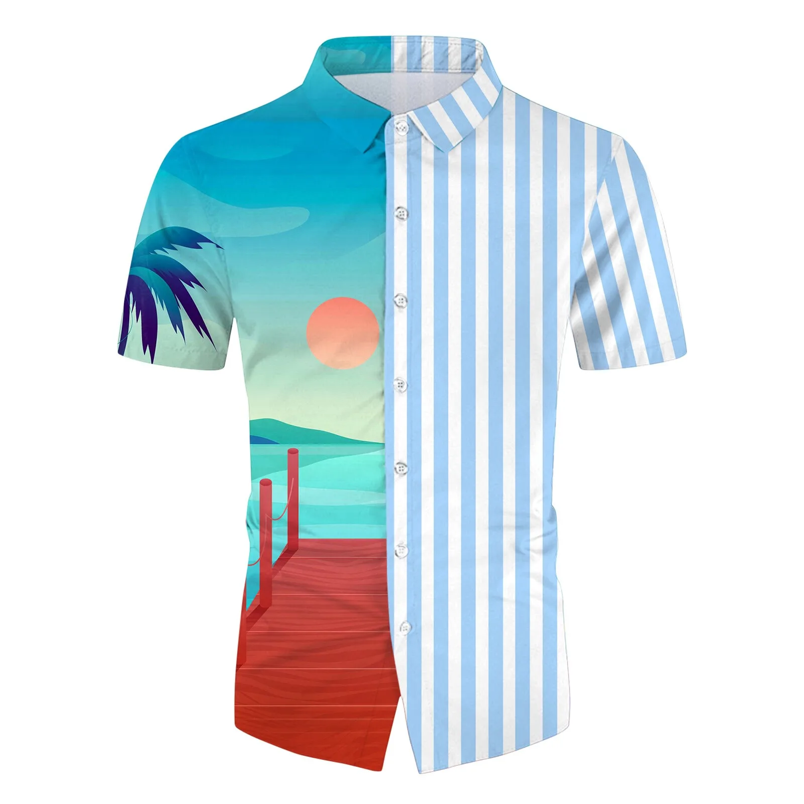 Винтажные дизайнерские мужские рубашки Повседневная гавайская рубашка 2023 Модные пляжные рубашки с аниме принтом и коротким рукавом Блузки camisa masculina