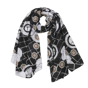 Красивый шелковый шарф 90 * 180 см, модный женский шарф с цепочкой и принтом, большой квадратный шарф, профессиональный шелковый шарф, женские шарфы  4