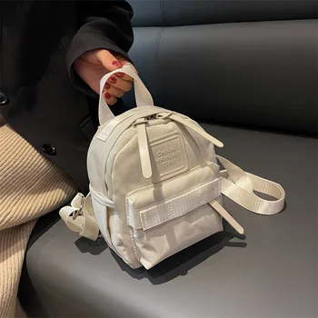 Женский рюкзак, мини-нейлоновая стильная сумка, женские повседневные сумки через плечо, милые однотонные сумки на молнии, женские сумки для мобильных телефонов  5