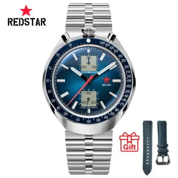 Водонепроницаемые часы пилота RED STAR 1963 ST1901 Gooseneck, мужские часы с хроногафом, суперсветящиеся мужские механические наручные часы  5