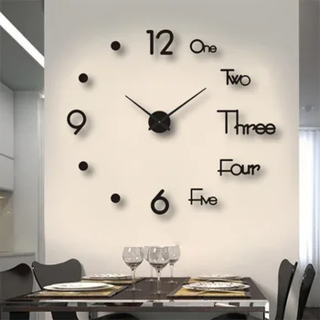 Не Пробивающие Скандинавские креативные настенные часы DIY Цифровые часы Настенные Часы Наклейка для украшения дома гостиной Подарок другу  5