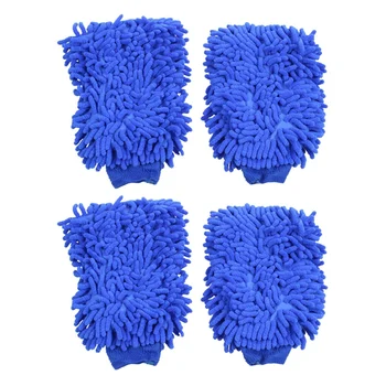 4X суперабсорбирующие перчатки для мытья и воска из микрофибры и синели премиум-класса, рукавицы для автомойки (синие)  10
