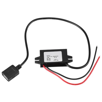 Понижающий адаптер постоянного тока 12 В/24 В к USB 5 В 3A Преобразователь, кабель регулятора, провода  0