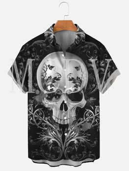 Гавайская рубашка с 3D принтом в виде Моряцкого черепа, мужская и женская повседневная дышащая гавайская рубашка с коротким рукавом  4