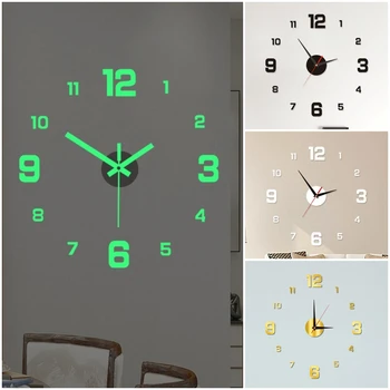 Настенные часы, светящиеся ночью, Бескаркасные цифровые стереочасы своими руками для украшения стен дома, гостиной, офиса  5