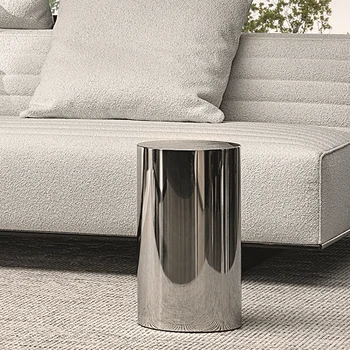 итальянский журнальный столик с минимальным цилиндром, роскошные металлические круглые столики из стали для современной гостиной  10