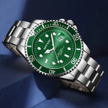 Sanda Часы топового бренда Мужские 2022 Роскошные деловые мужские часы с большим циферблатом Водонепроницаемые кварцевые люминесцентные механические наручные часы мужские  5