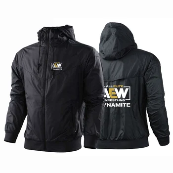 All Elite AEW Wrestling 2023 Весна Осень Новый стиль Мужская повседневная модная куртка с капюшоном, ветровка с принтом в тон, пальто  5