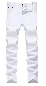 Джинсы Slim Fit, мужские модные, яркие, супер удобные, эластичные джинсы Skinny Fit (28 долларов США, белый)  3