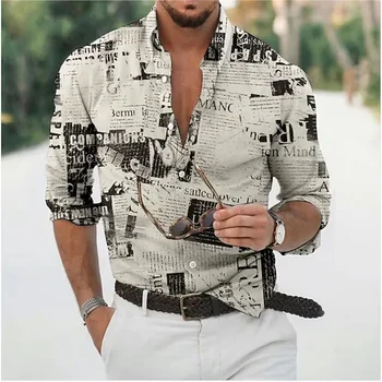 Графический цвет мужских рубашек: белый, с 3D-принтом, дизайн одежды с длинными рукавами и пуговицами, аристократическая деловая рубашка  5