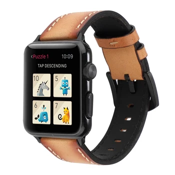 Ремешок для Apple Watch в винтажном стиле из высококачественной натуральной кожи 38мм40мм41мм42мм44мм45мм49мм ремешок с принтом для ремня Iwatch  5