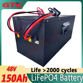 Литий железофосфатная батарея LiFePO4 48 В 150 Ач с высоким током и BMS для хранения солнечной энергии, ИБП для вилочных погрузчиков для гольфа  4