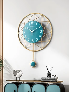 Настенные часы в скандинавском минималистичном стиле для украшения дома, настенные часы, легкие роскошные часы для гостиной, креативные модные чистые красные настенные часы  5
