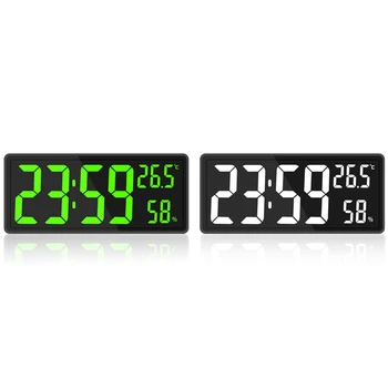 Светодиодные цифровые настенные часы, дисплей с большими цифрами, температура и влажность в помещении, для фермерского дома, дома, классной комнаты, офиса  5