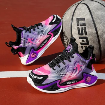 Баскетбольная обувь для подростков, дышащие уличные кроссовки для мальчиков, баскетбольные кроссовки для девочек с амортизацией, тренировочные кроссовки Flywire  5