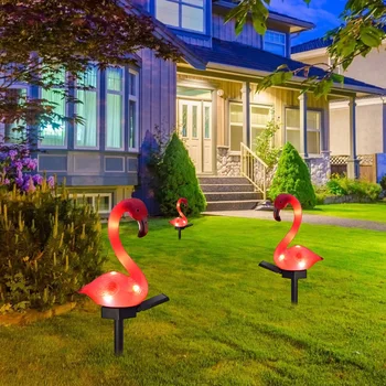 Solor Power Lawn Lamp, ландшафтный светильник с розовой птицей, светодиодный садовый фонарь для дорожки, патио или двора, украшения дома и сада  5