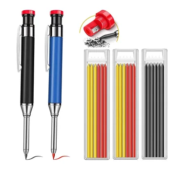 Металлический плотницкий карандаш Для глубоких отверстий, Металлический карандаш С грифелем для заправки, Многофункциональные деревообрабатывающие инструменты  5