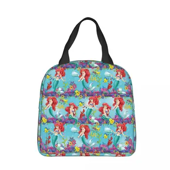 Изолированная сумка для ланча Disney The Little Mermaid Ariel Princess, Мультяшный контейнер для еды большой емкости, Термосумка-тоут, ланч-бокс  4