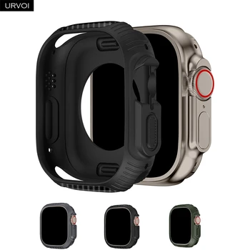 Чехол URVOI для Apple Watch Ultra bumper 49 мм, мягкий чехол из ТПУ, углепластиковый протектор для iWatch, дизайн из углеродного волокна, противоударный  5