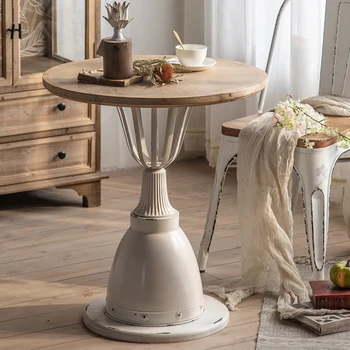 Журнальные столики из кованого железа в скандинавском стиле для мебели для гостиной, приставной столик в стиле ретро со старым дизайном, креативные Простые круглые журнальные столики  5