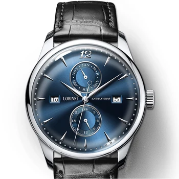 мужские часы,мужские автоматические часы лучшего бренда класса люкс LOBINNI dress водонепроницаемые механические наручные часы reloj relogio masculino  4