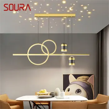 Подвесной светильник SOURA Nordic, креативные светодиодные винтажные светильники, декоративные для дома, гостиной, столовой, Золотые люстры  5
