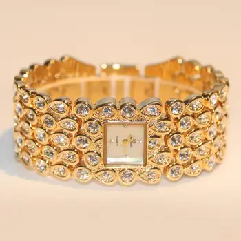 Женские часы со стразами, брендовые роскошные женские наручные часы с кристаллами, Квадратный браслет, женские часы, Золотые часы с бриллиантами для женщин 2022  5