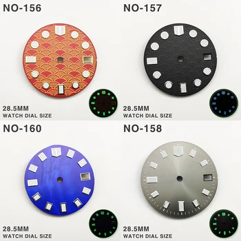 модификация часов с циферблатом 28,5 мм, аксессуары для часов NH35, светящийся циферблат, подходящий для механизма NH35, логотип на циферблате на заказ  5
