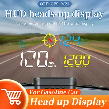 Головным дисплеем OBD2 + GPS Скорость отображения температуры воды Расход топлива Дисплей ускорения Проектор Лобового стекла Умный автомобильный HUD  4
