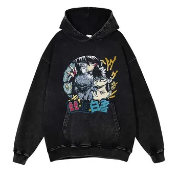 Повседневная японская толстовка с капюшоном в стиле хип-хоп, толстовка YuYu Hakusho, Толстовки с графическим принтом, Уличная Одежда, Хлопковый пуловер с капюшоном большого размера  5