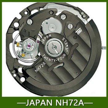 Оригинальный Японский Механический механизм NH72A Металлический Черный Каркасный Механизм с Автоматическим автоподзаводом из 24 Драгоценных Камней, он же Модифицированная деталь NH72A  4
