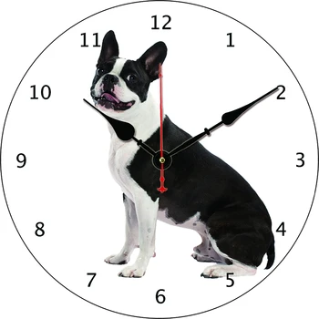 Настенные часы с собакой, Круглые бесшумные Часы, Настенные навесы, художественный декор для дома, спальни, гостиной, офиса.  5