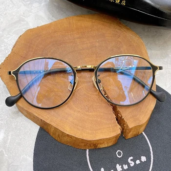 Японский люксовый бренд HUKU Титановые оправы для очков Мужские Ретро Деловые Уличные очки для Близорукости Женские Винтажные Круглые Овальные очки  5