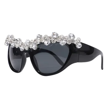 Круглые женские солнцезащитные очки с бриллиантами, модная круглая персонализированная оправа, стиль Y2K, роскошь в стиле ретро, Женские очки с защитой от ультрафиолета  5