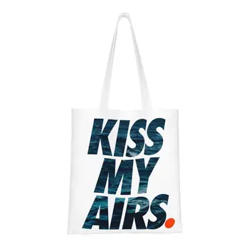 KISS MY AIRS Сумка-Тоут Для Покупок Бакалейных Товаров Женская Модная Холщовая Сумка-Шоппер Через плечо Большой Емкости  5