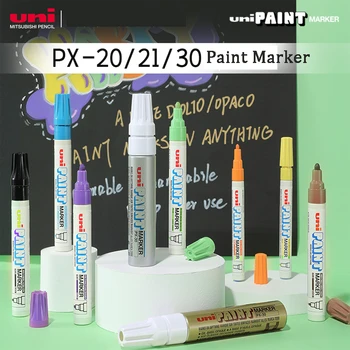 Японский цветной маркер Uni PX-20/21, водонепроницаемая перманентная белая ручка для рисования, камень, Керамика, Стекло, дерево, холст, граффити своими руками  5