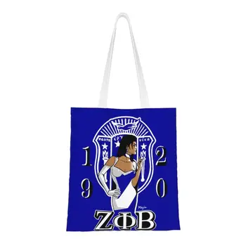 Забавные сумки для покупок Zeta Phi Beta, Многоразовая холщовая сумка для покупок через плечо  5