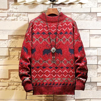 5XL, мужской женский теплый зимний Рождественский свитер, топ, теплый Стильный принт, толстая трикотажная одежда с длинными рукавами для мужской моды  5