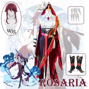 Косплей костюм Genshin Impact Rosaria, Униформа, парик, аниме, Хэллоуин, Высококачественные костюмы для женщин, игра  5