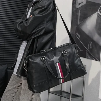 Мужские и женские дорожные сумки, высококачественные сумки из искусственной кожи, повседневная водонепроницаемая сумка Унисекс, сумки для ноутбуков, Черная сумка для багажа  5